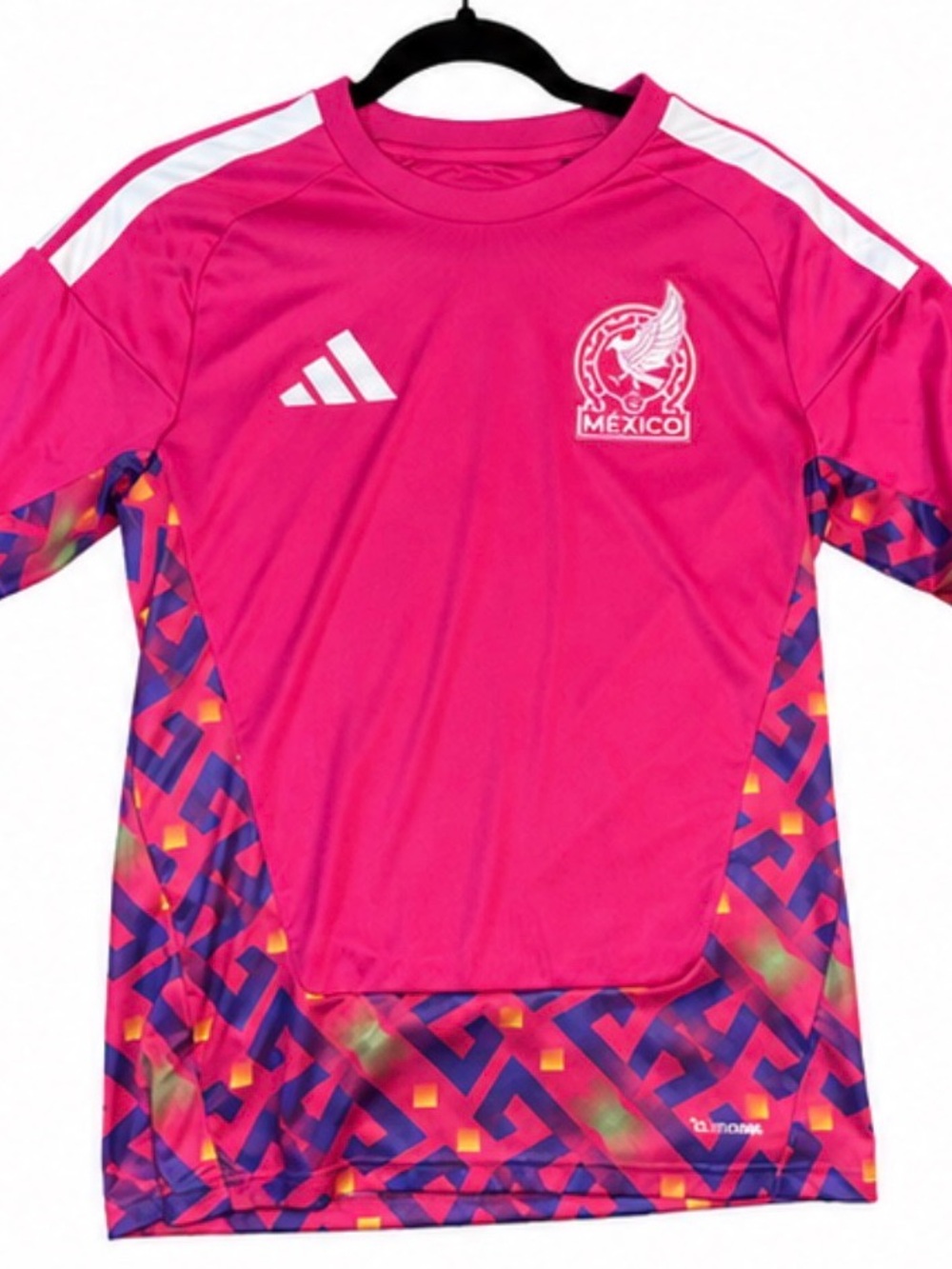 adidas Mexico Bright Pink Soccer Jersey with Multicolor Panels